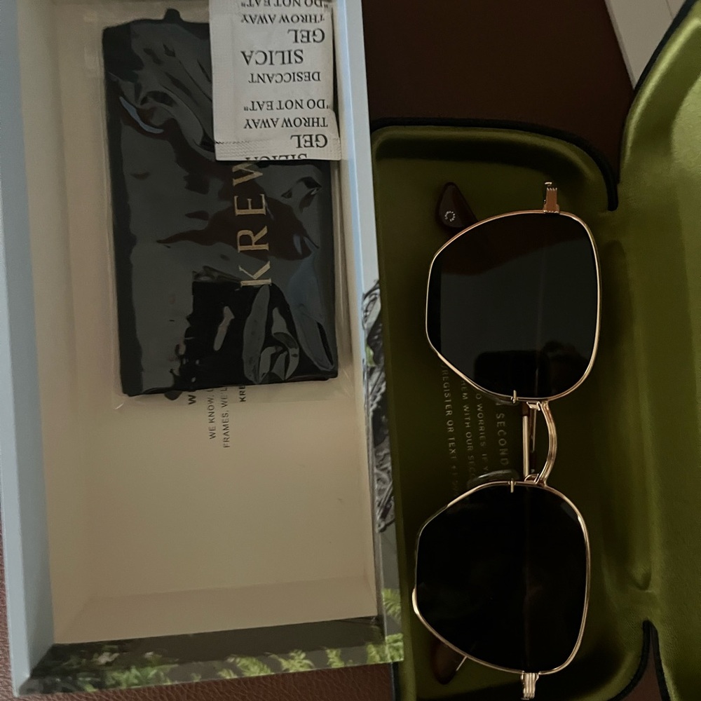 KREWE Gold Frame Sunglasses with Black Lenses